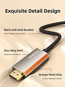 כבל וידאו Cabletime DisplayPort 1.4 to HDMI 2.1 Cable, 8K@60Hz, 4K@120Hz, 2m (Black) - CT-DMHD8K-ZG2