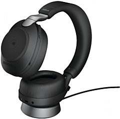 אוזניות אלחוטיות Jabra Evolve2 85, Link380a MS Stereo with Stand - Black 28599-999-989