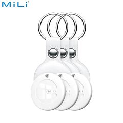 תגי איתור עם נרתיק דמוי עור MiLi MiTag Duo Item Finder with Leather Case, White (3-Pack) - 576284