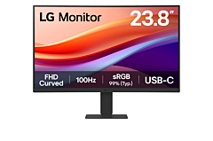 מסך מחשב LG 24" FHD 100Hz HDR10 Curved Monitor with USB Type-C (15W PD) - 24U421A-B