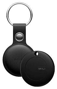 תג איתור עם נרתיק דמוי עור MiLi MiTag Duo Item Finder with Leather Case, Black (1-Pack) - 576283