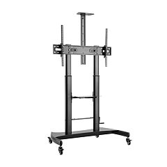 LUMI Large Screen Telescopic Height-Adjustable Steel TV Cart with Crank Handle