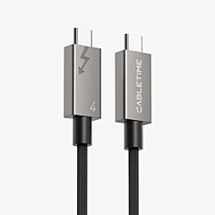 כבל נתונים וטעינה Cabletime USB4 USB-C to USB-C Cable, 40Gbps, 8K, 240W, PD 3.1, 1m (Black) - CT-USB4-ZG1