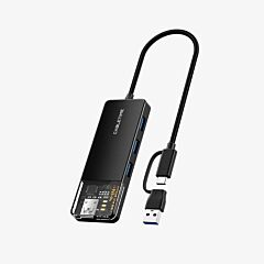 Cabletime 4-Port USB 3.0 Hub with USB-A + USB-C Input, 5Gbps, 15cm