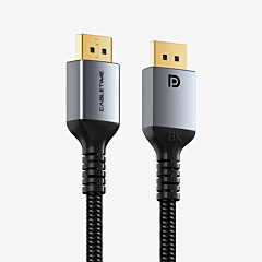 כבל וידאו Cabletime DisplayPort to DisplayPort 1.4 Cable, 8K@60Hz, 1m (Black) - CT-DP8K-AG1