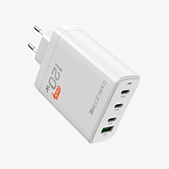 מטען קיר Cabletime GaN PD 3.1 3×USB-C + USB-A Wall Charger, 120W, EU Plug - CT-GAN120-PW