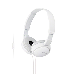  אוזניות חוטיות עם מיקרופון סוני SONY Wired On-Ear Headphones with Microphone White MDR-ZX110APW