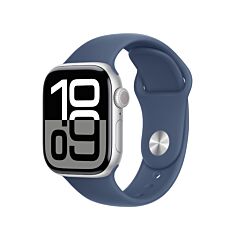 שעון אפל Apple Watch Series 10 MWWA3QI/A GPS 42mm Silver Aluminum Case with Denim Sport Band - S/M