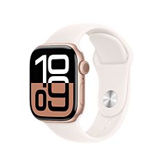 שעון אפל Apple Watch Series 10 MWWH3QI/A GPS 42mm Rose Gold Aluminum Case with Light Blush Sport Band - S/M