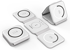 Choetech משטח טעינה אלחוטית מתקפל 3 ב-1 Choetech MagSafe Wireless 3 in 1 folding charging station White XX-T588-F-CCWH