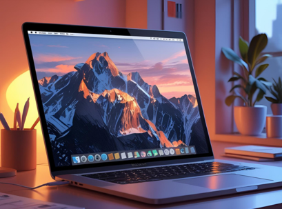 macbook on the working table